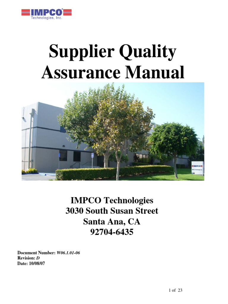 Sqa Manual PDF Specification (Technical Standard) Supply Chain