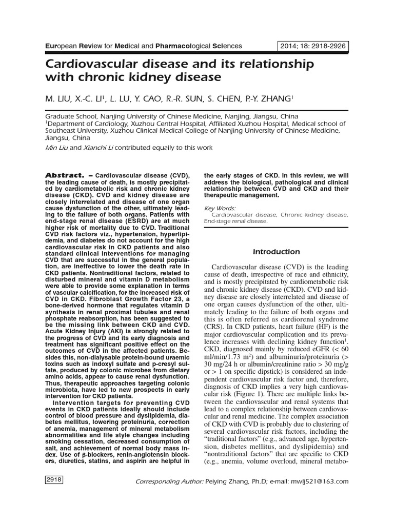 Cardiovascular Disease and Its Relationship With Chronic Kidney Disease