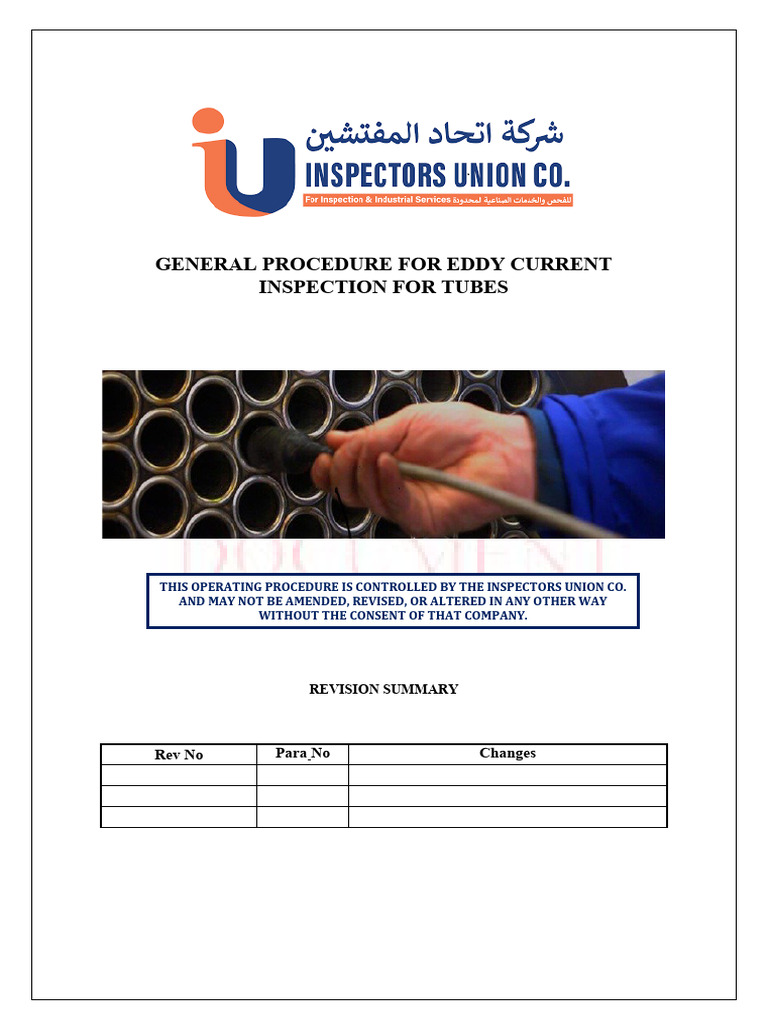 Eddy Current Testing Procedure IU PDF Calibration Physical Sciences