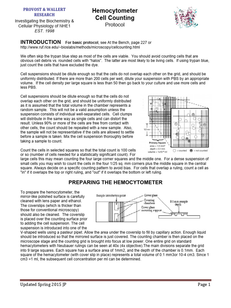 Hemocytometer Cell Counting Formulary