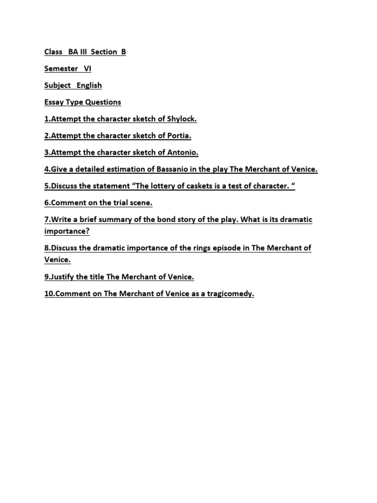 BA III Essay Type Questions English | PDF