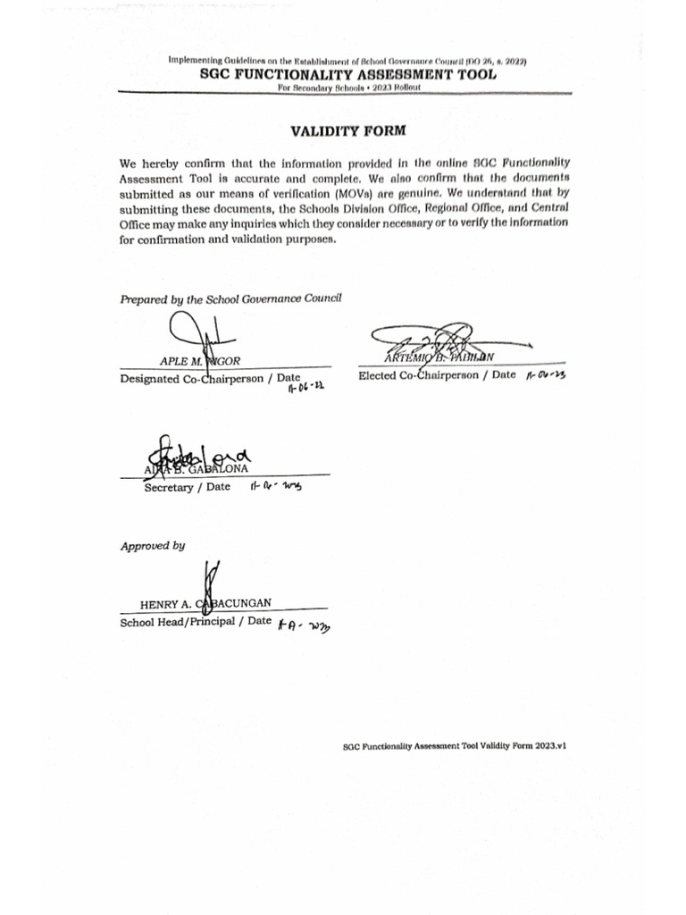 SGC Functionality Assessment Tool | PDF