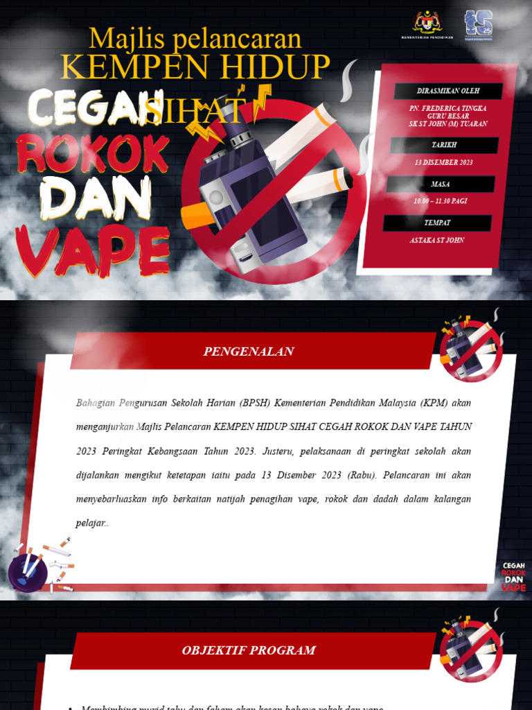 Slide Cover Tanyangan Kempen Hidup Sihat, Cegah Rokok Dan Vape ...
