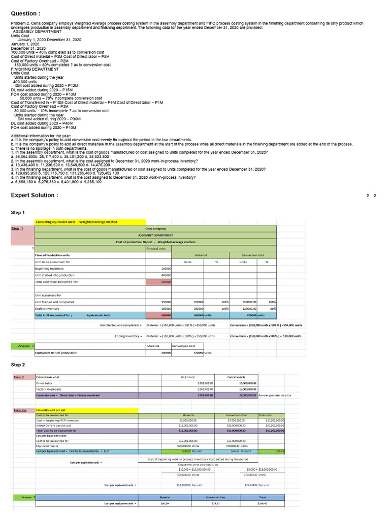 Assembly Department Cost Calculation | PDF | Business | Business Process