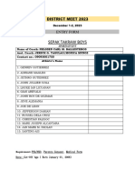 District Meet Entry Form 2023