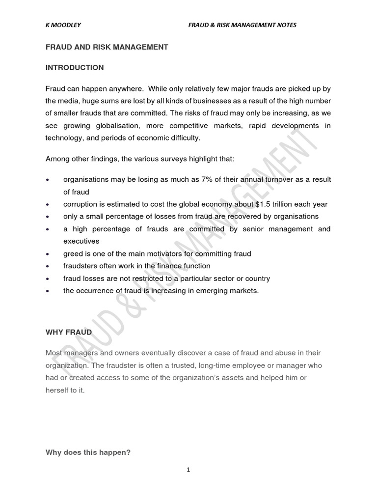Fraud And Risk Management Pdf Fraud Risk