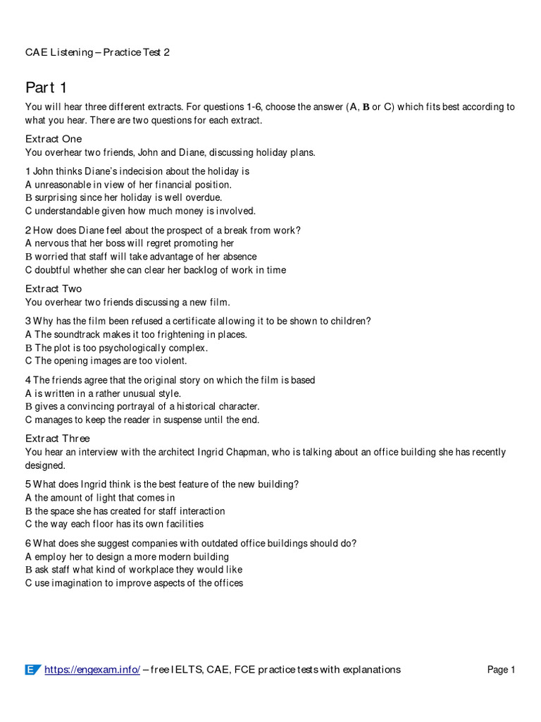 CAE Listening Practice Test 2 Printable v2-1-3 | PDF | Museum ...