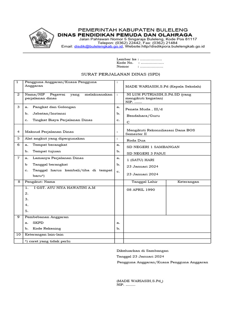 Contoh Format Spd Pdf