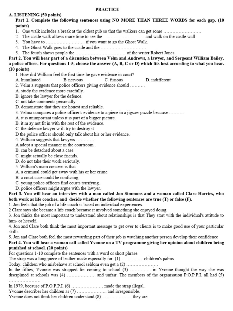 Listening and Grammar Practice Test | PDF | Pollution | Soil
