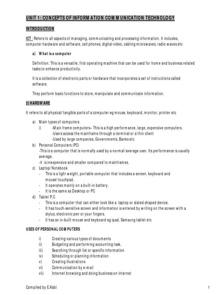 Concepts of Information Communication Technology | PDF | Random Access ...