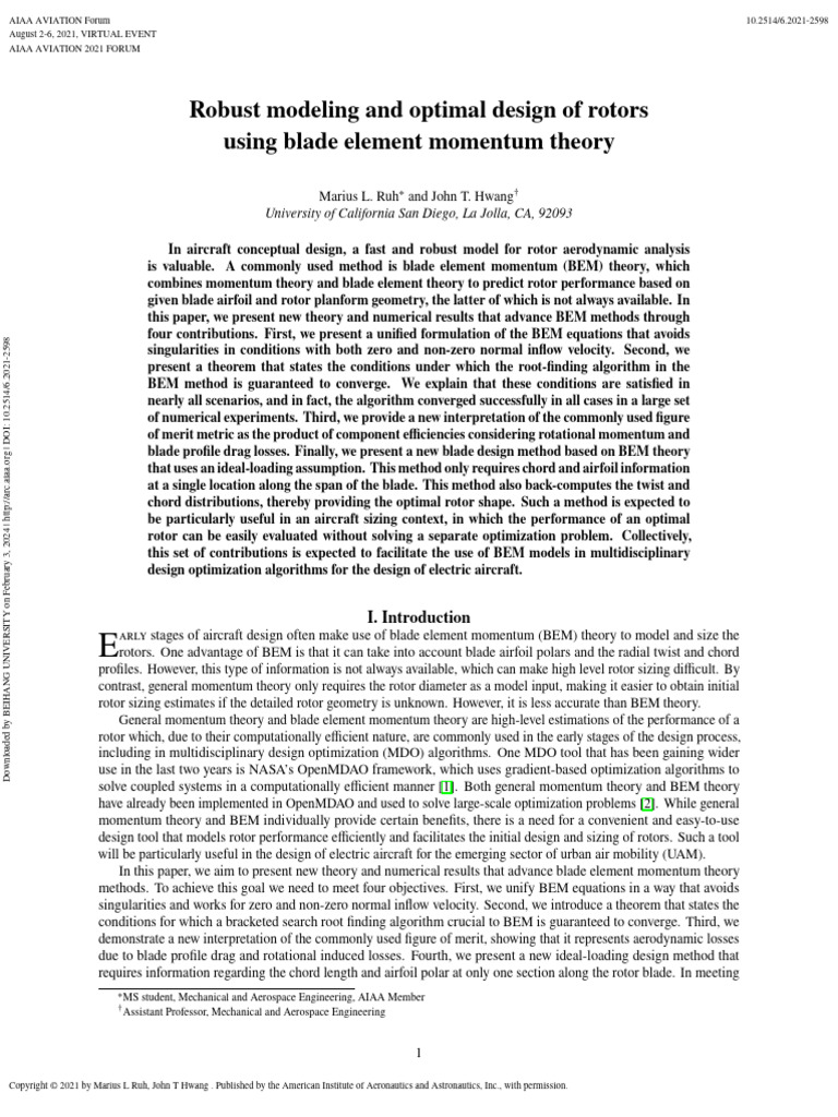 Ruh Hwang 2021 Robust Modeling and Optimal Design of Rotors Using Blade ...