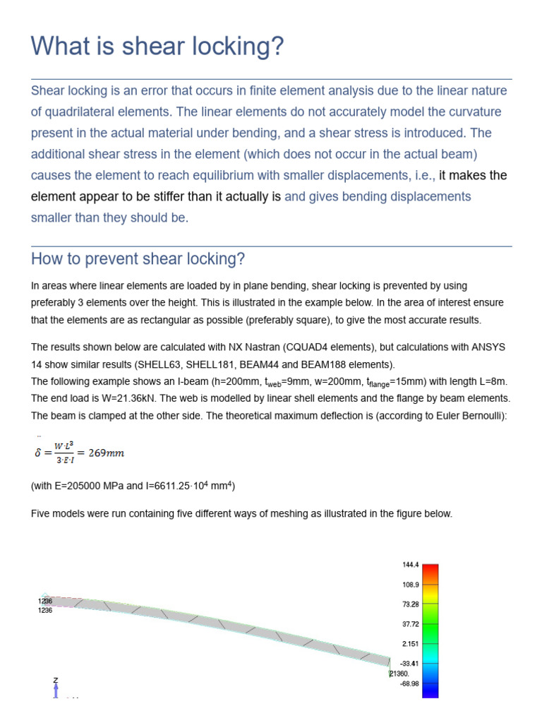 What is shear locking PDF Bending Beam (Structure)
