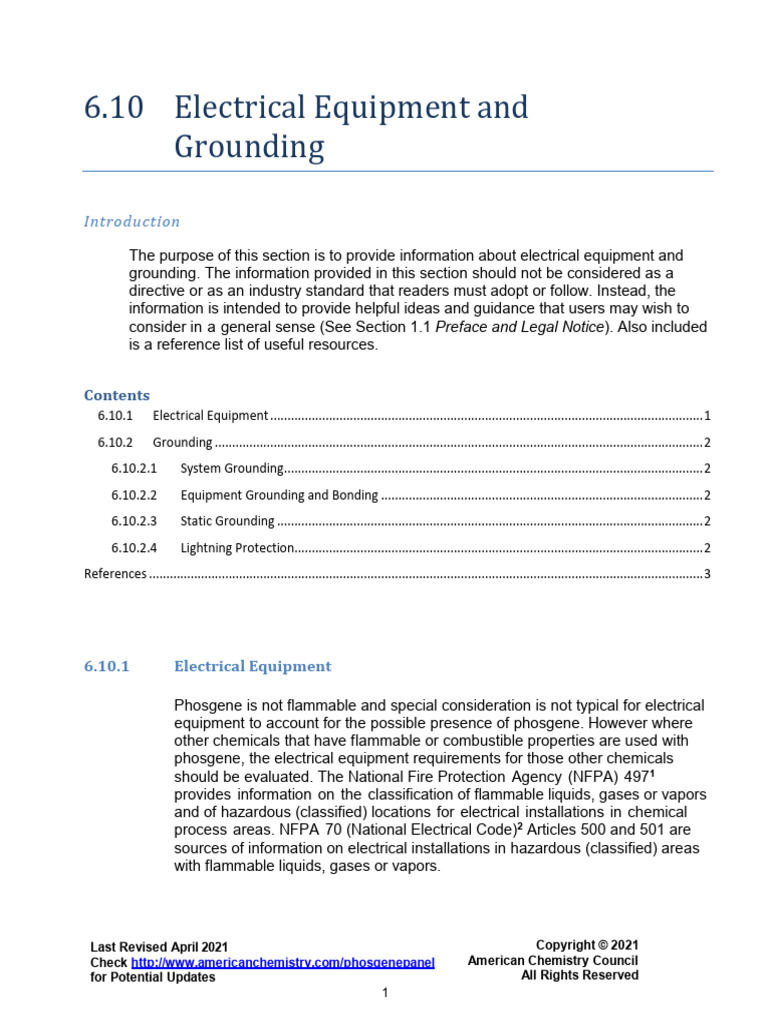 6 10 Electrical Equipment and Grounding Apr 2021 | PDF | Physical ...