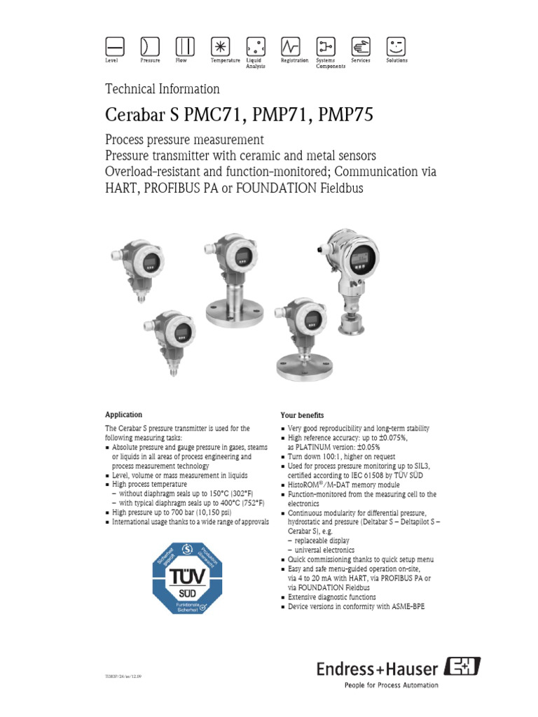 Pressure Transmitter PDF Pressure Measurement Pressure