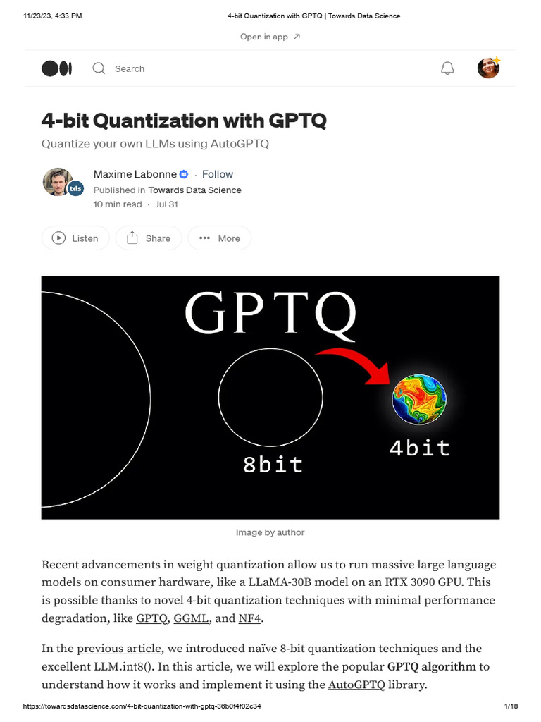 GPTQ 4-Bit Quantization Explained | PDF | Matrix (Mathematics) | Computing