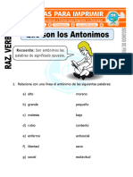 Ficha de Que Son Los Antonimos para Segundo de Primaria