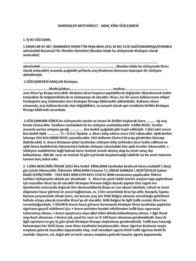 Motor Kiralama Sözleşmesi 1 (3) PDF