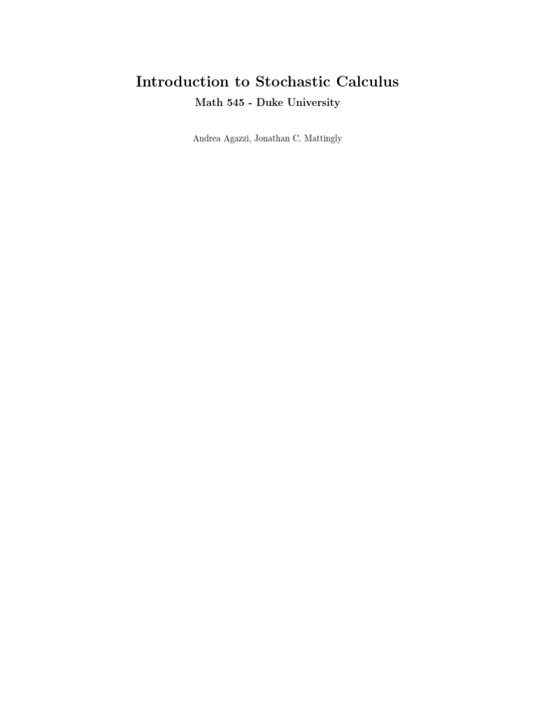 Introduction to stochastic calculus pdf stochastic differential