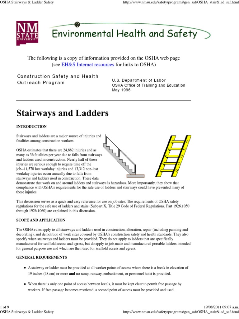 OSHA Stairways & Ladder Safety Stairs Ladder
