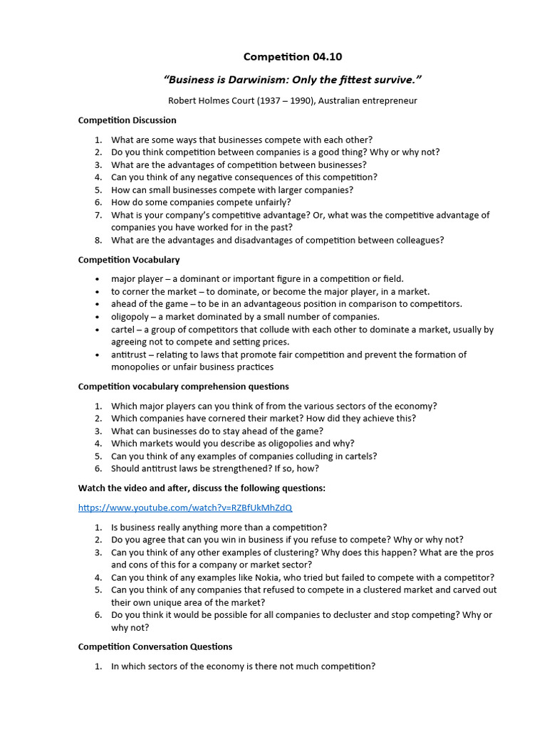 Competition + Presentations | PDF | Monopoly | Competition