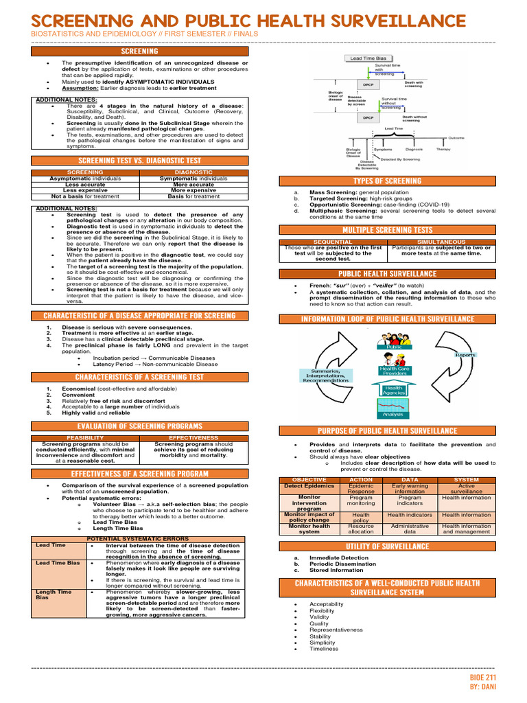 Screening and Public Health Surveillance Guide | PDF | Screening ...