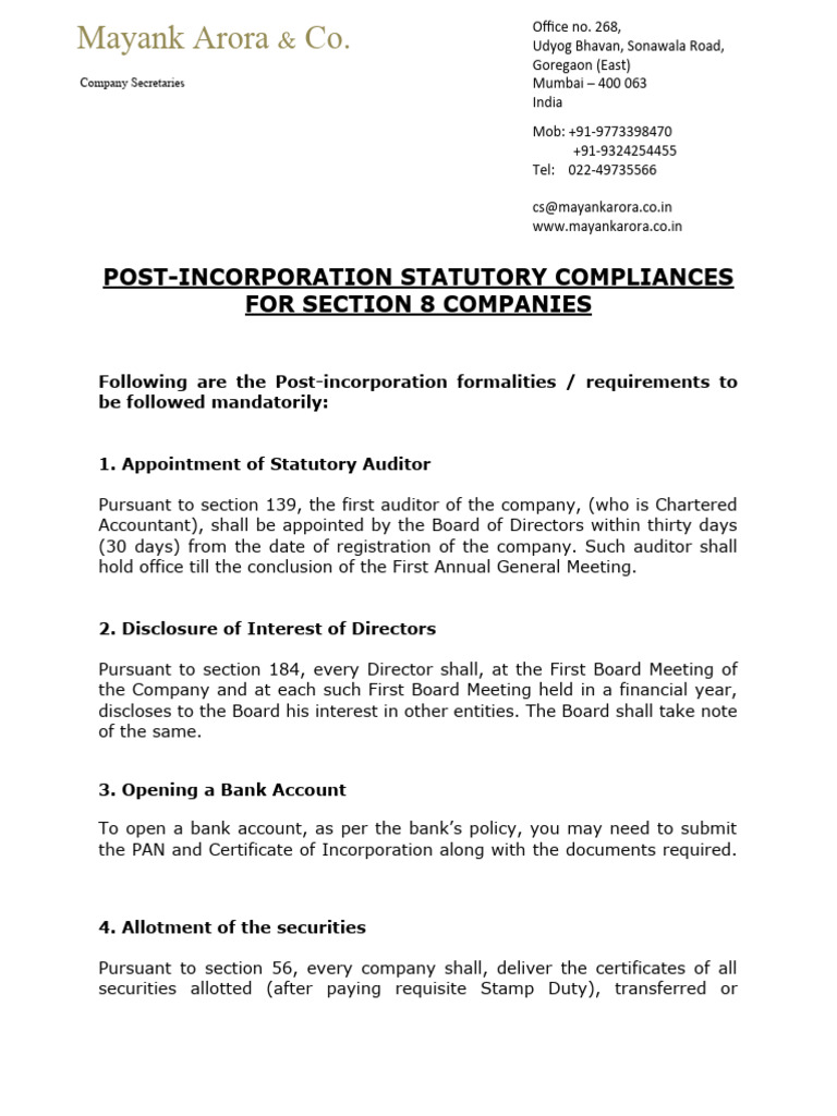 Section 8 Company Compliance Guide | PDF | Business | Economies