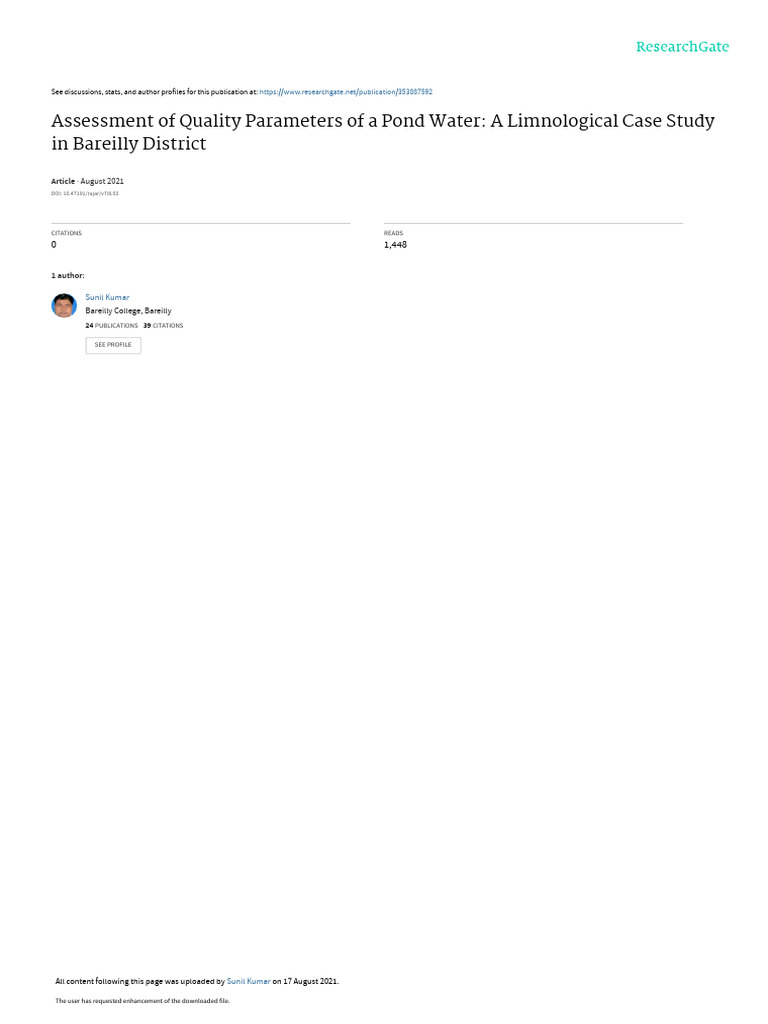 Akshar Vihar Pond Water Quality Analysis | PDF | Water | Carbon Dioxide