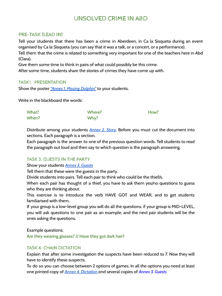 Crime Solving Activities for Students | PDF