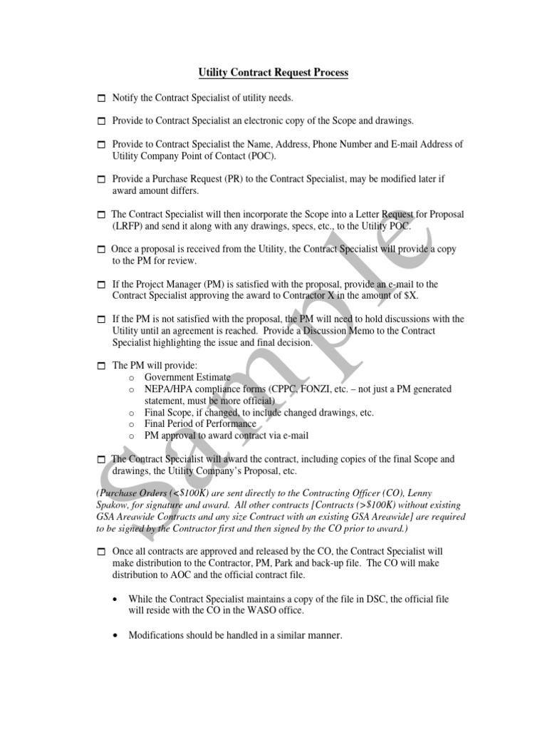 Utility Contract Request Process Guide | PDF