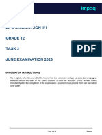 Life Orientation 1/1 Grade 12 Task 2 June Examination 2023: Invigilator Instructions