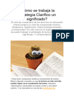 ¿Cómo Se Trabaja La Estrategia Clarifico Un Significado?: Cuanto Mayor Es El Vocabulario Del Lector. Nuestros