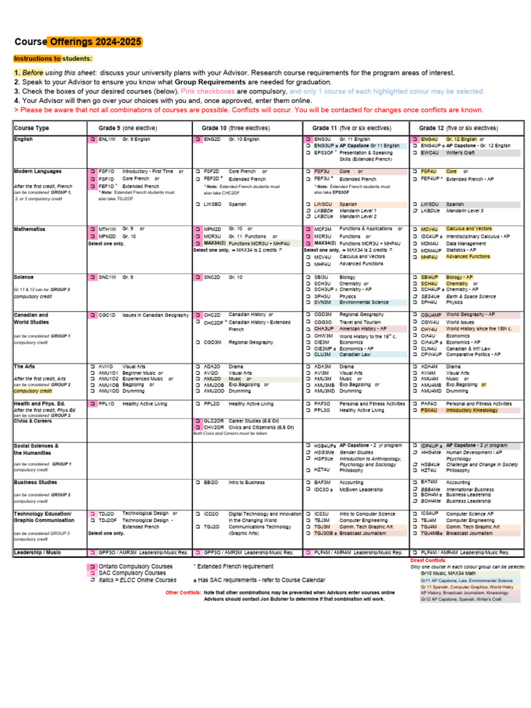 Course Offerings 20242025 PDF Geography Advanced Placement