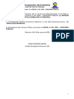 9949 - Edital Complementar 17 Ao EDITAL Nº 001 - 2022 - CONCURSO PÚBLICO - CLASSIFICAÇÃO DEFINITIVA E HOMOLOGAÇÃO