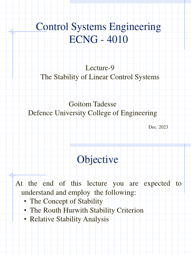 Stability in Linear Control Systems | PDF | Stability Theory | Control ...