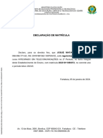 Declaração de Matrícula: Instituto Federal de Educação, Ciência E Tecnologia Do Ceará