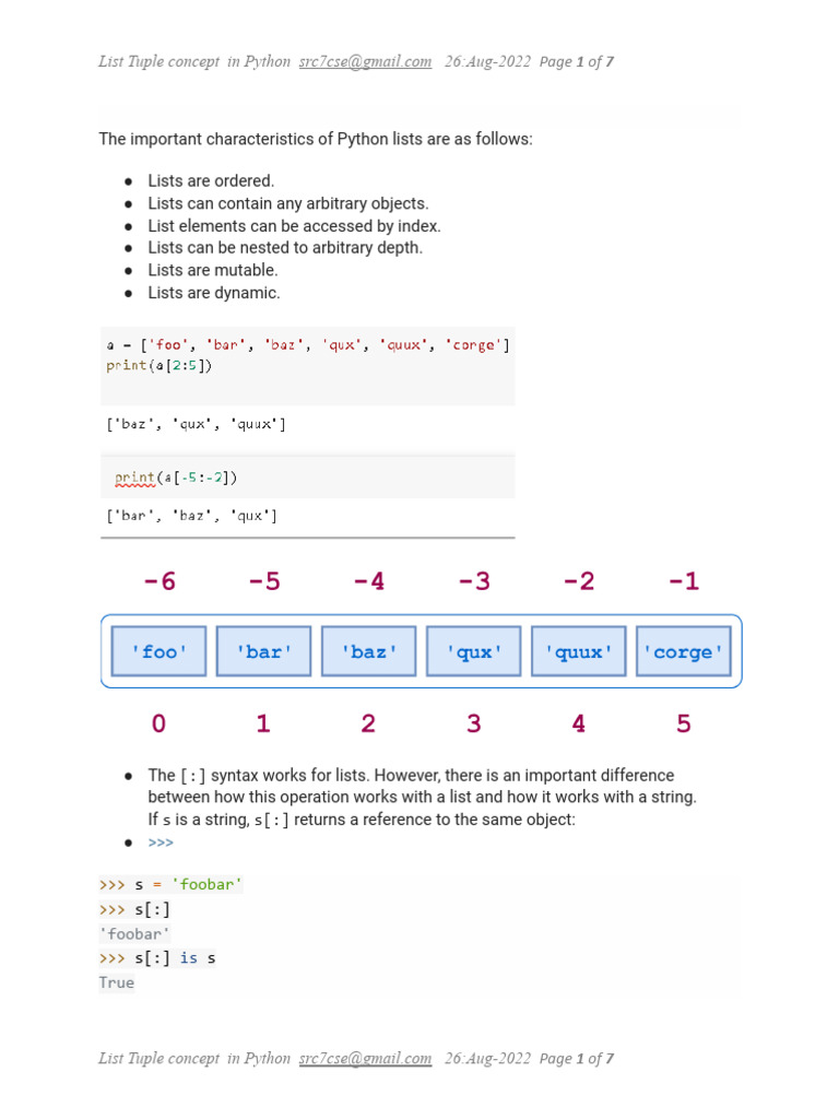 List Tuple Concepts in Python 26aug2022 | PDF | Bracket | Function ...