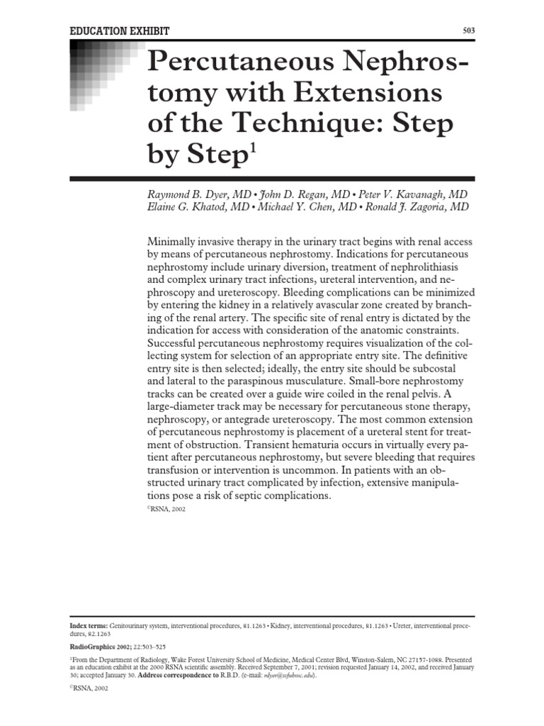 Step-by-Step Percutaneous Nephrostomy Guide | PDF | Kidney | Urology