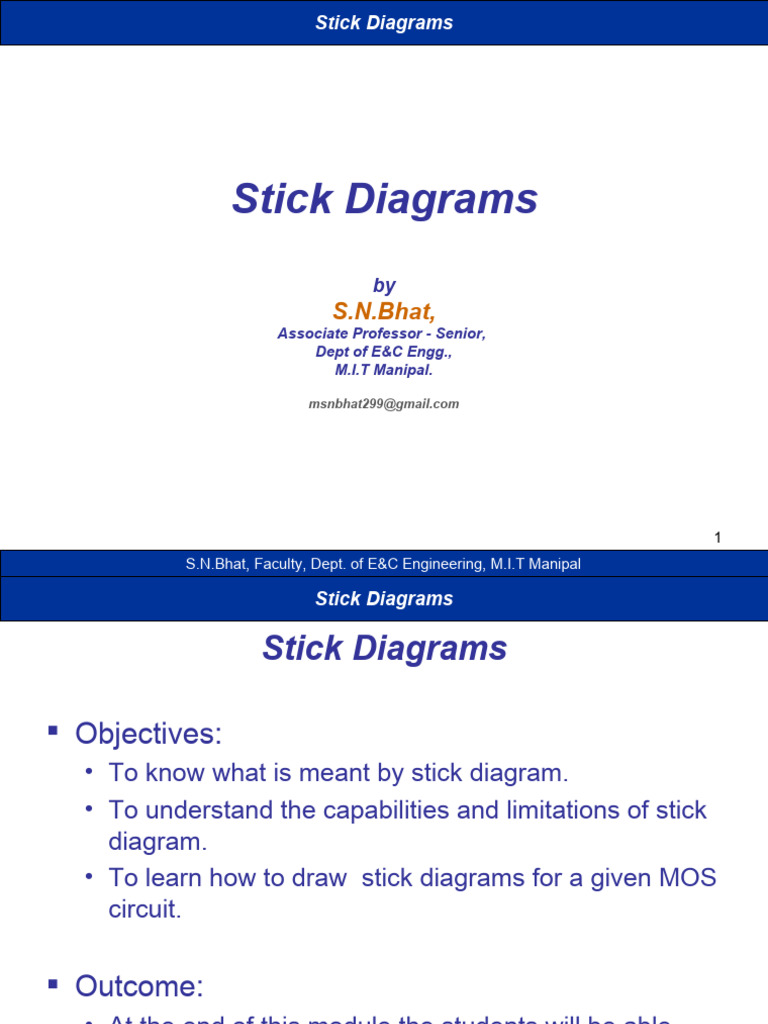 Stick Diagrams SN Bhat | PDF | Logic Gate | Cmos