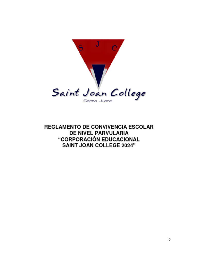 Reglamento Convivencia Escolar 2024 | PDF | Educación de la primera ...