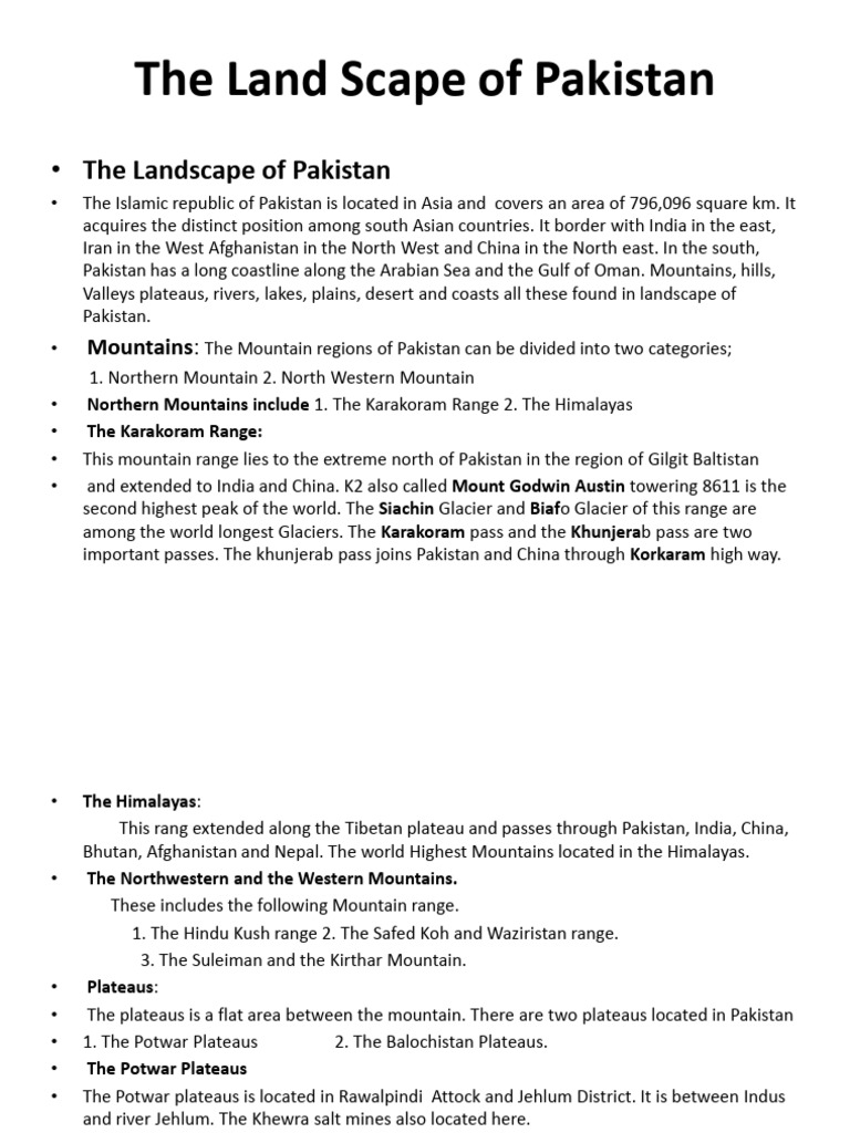 Landforms and Landscapes of Pakistan | PDF | Indus River | Himalayas