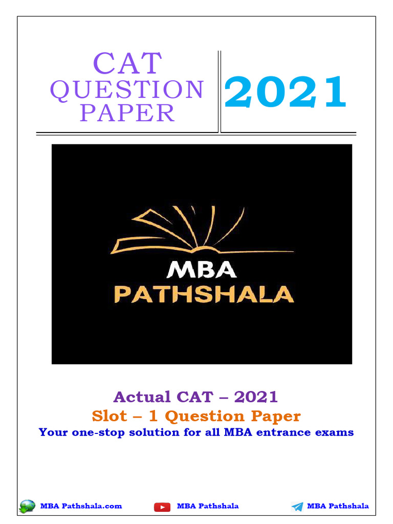 CAT 2021 Slot 1 VARC Question Paper | PDF | Utopia | Self Control