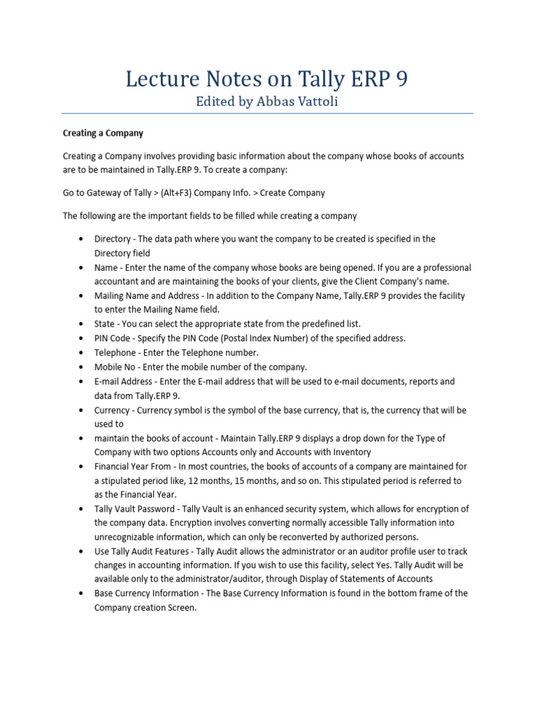 Lecture Notes On Tally Erp 9 | PDF | Debits And Credits | Loans