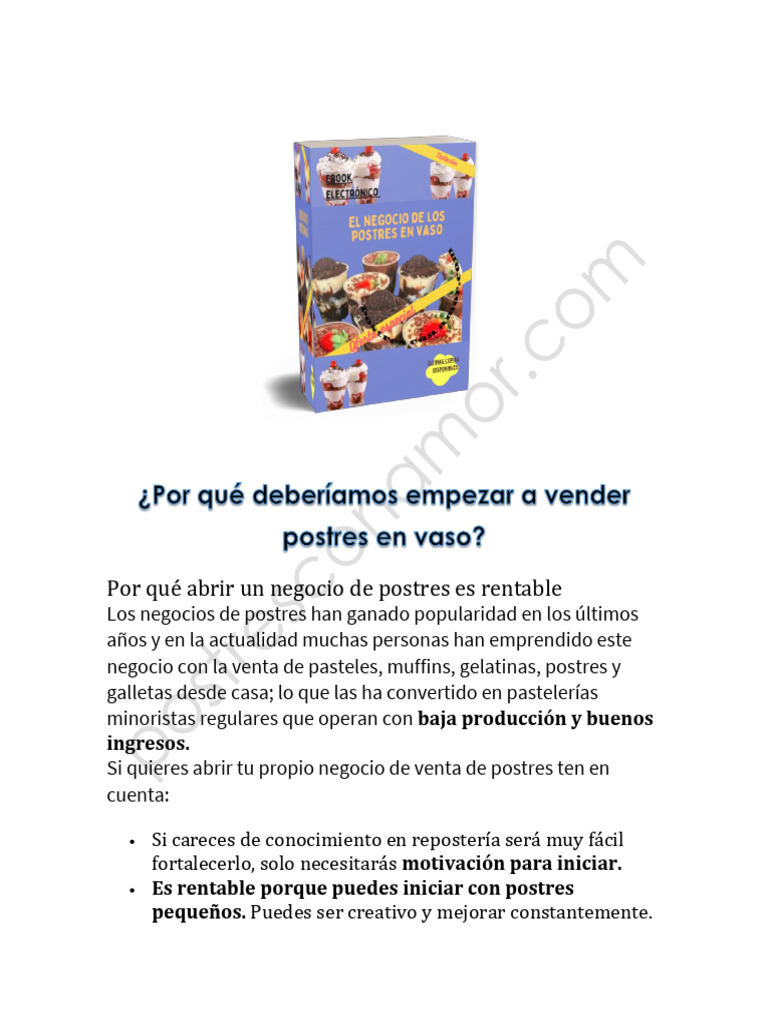 Ebook Postres en Vaso | Descargar gratis PDF | Postres | Crema