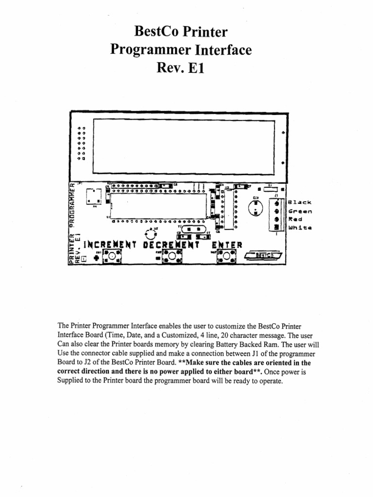 BestCo Printer Programmer Interface | PDF