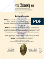 Aahea Certificate of Recognition