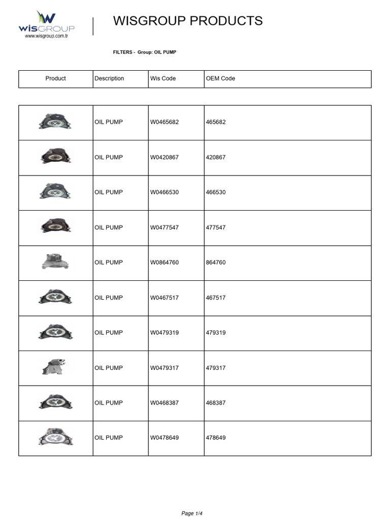 Oil Pump Catalogue PDF