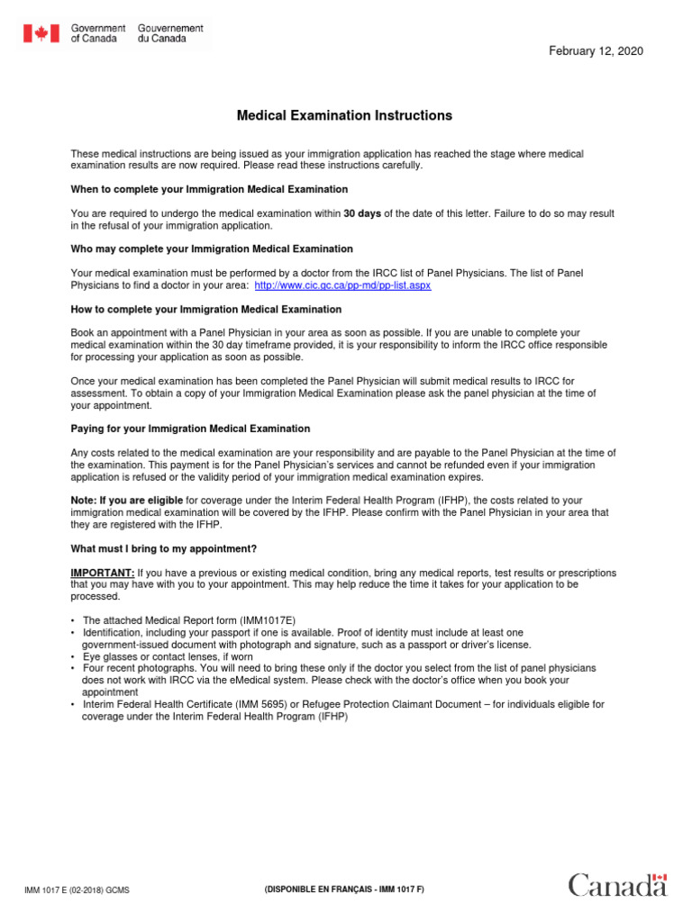 Immigration Medical Exam Instructions | PDF | Identity Document ...