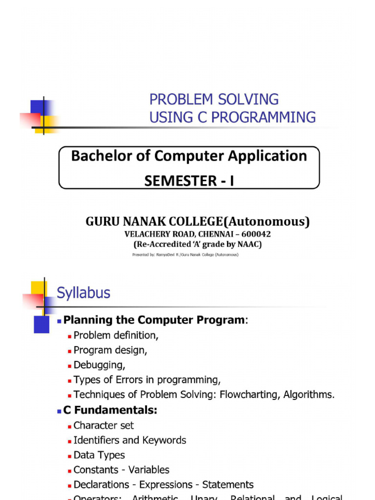 Problem Solving Using C | PDF