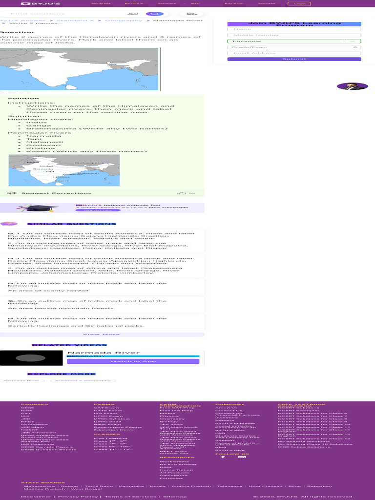 Write 2 Names Of The Himalayan Rivers And 3 Names Of The Peninsular 