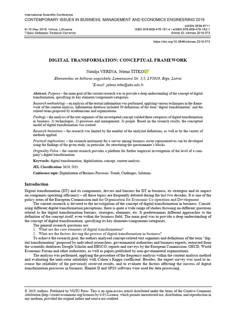 Digital Transformation Conceptual Framework | PDF | Business Model | Data